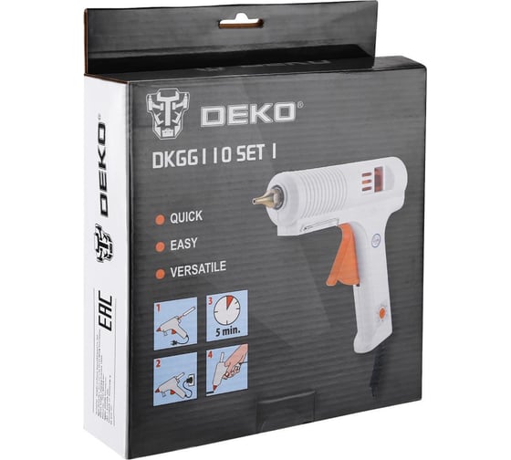 Клеевой термопистолет DEKO DKGG110 110Вт, SET 1, с функцией THERMAL CONTROL, набор клеевых стержней (2 шт, 11мм) 063-4972 