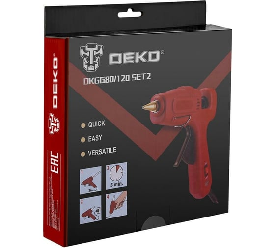 Клеевой термопистолет DEKO DKGG120 120ВТ, SET2, c набором стержней (10 шт, 11 мм) 063-4976