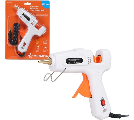 AIRLINE Пистолет (термо) клеевой электрический, сопло 11мм, 220В/60Вт, белый/оранж. ADGC044