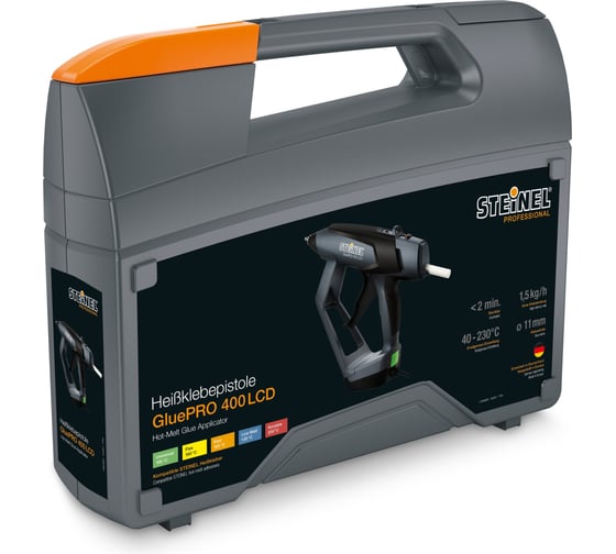 Термоклеевой пистолет STEINEL HOT GLUE GUN GLUE PRO 400 LCD KF в пластиковом кейсе 52690