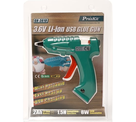 Клеевой пистолет ProsKit GK-361U с питанием от аккумулятора 3.6В Li-ion С00040255