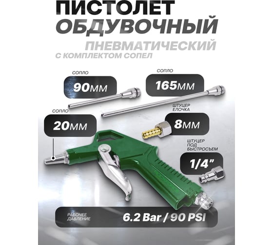 Обдувочный пистолет с комплектом сопел ROCKFORCE 3 предмета RF-DG-12-K(26134)