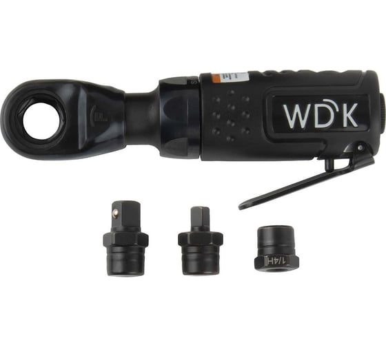 Пневматическая трещотка WIEDERKRAFT со сменными приводами 1/4", 3/8", привод для бит 1/4", 6.3 мм WDK-21340