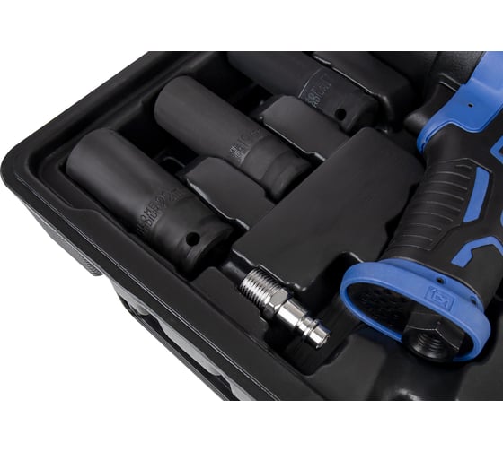 Пневматический ударный гайковерт KRAFT 1/2 1450 н.м., в кейсе с головками KT 707014