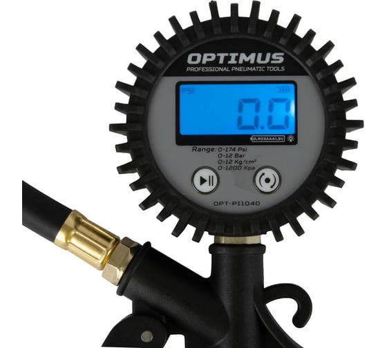 Пистолет для подкачки шин с цифровым дисплеем Optimus 0-12 бар OPT-PI1040