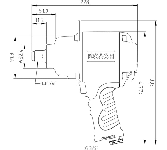 Пневматический ударный гайковерт Bosch 0607450616