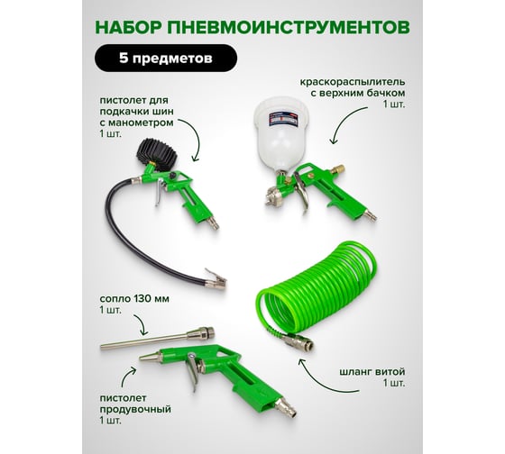 Краскораспылитель Forsage H-827-2V c верхним пластиковым бачком 600мл в комплекте с аксессуарами, набор 5 предметов F-SGK-51(58004)