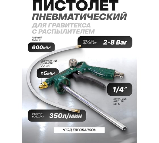 Пневмопистолет для гравитекса Rockforce с распылителем RF-BG-02(58689)