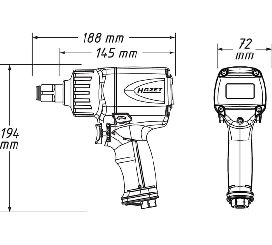 Ударный гайковерт HAZET 3/4" max. усилие 1800Нм 9013M