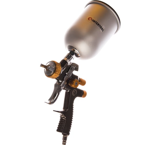Пневматический краскопульт INTERTOOL LVLP BRONZE, форсунка 1.8мм, бачок 600 мл, PT-0135