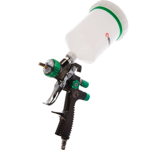 Пневматический краскопульт INTERTOOL LVLP GREEN, форсунка 1.3 мм, бачок 600 мл, PT-0132