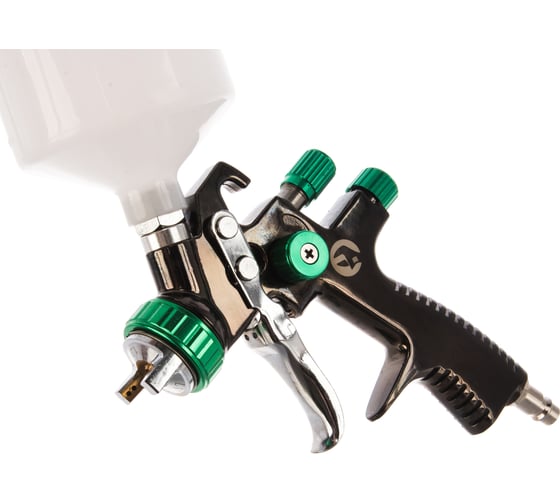 Пневматический краскопульт INTERTOOL LVLP GREEN, форсунка 1.3 мм, бачок 600 мл, PT-0132