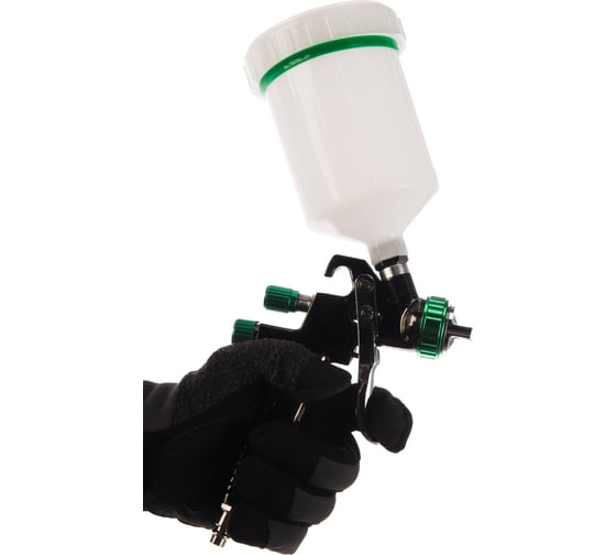 Пневматический краскопульт INTERTOOL LVLP GREEN, форсунка 1.3 мм, бачок 600 мл, PT-0132