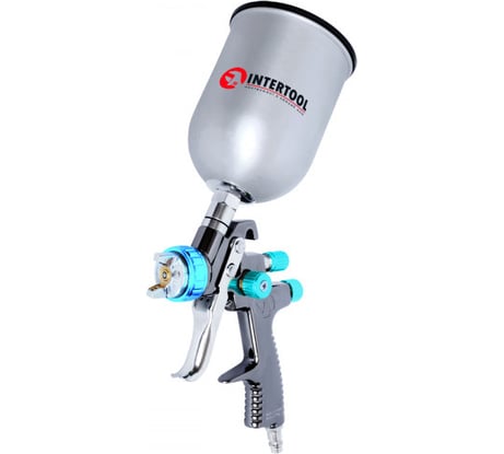 Пневматический краскопульт INTERTOOL LVLP BLUE, форсунка 1.4 мм, бачок 600 мл PT-0133