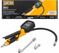 Пистолет для подкачки шин JCB с цифровым манометром 0-14бар, Psi-бар-Кпа-кг/см², шланг 350мм, жесткий удлинитель 150мм JCB-A612(58320)