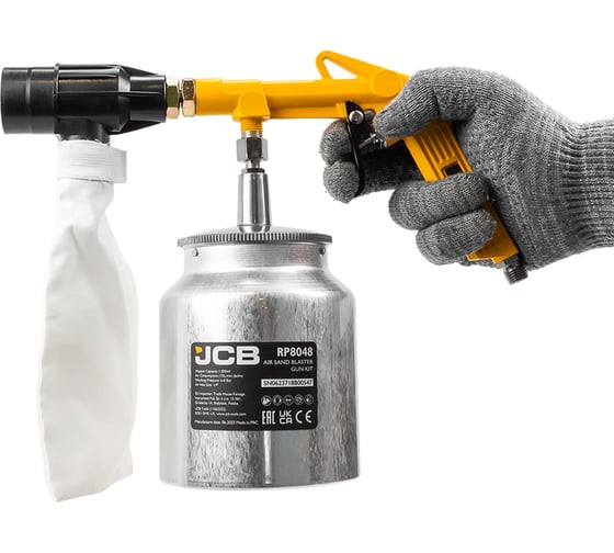 Пистолет пескоструйный пневматический JCB со сменными насадками и песком JCB-RP8048(58319)
