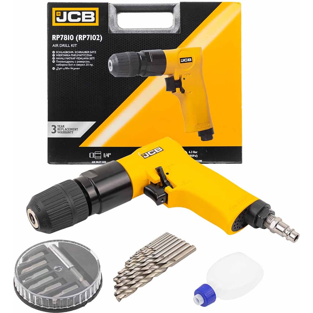 Пневмодрель с реверсом, набором бит и сверл JCB 20 предметов JCB-RP7810 ...