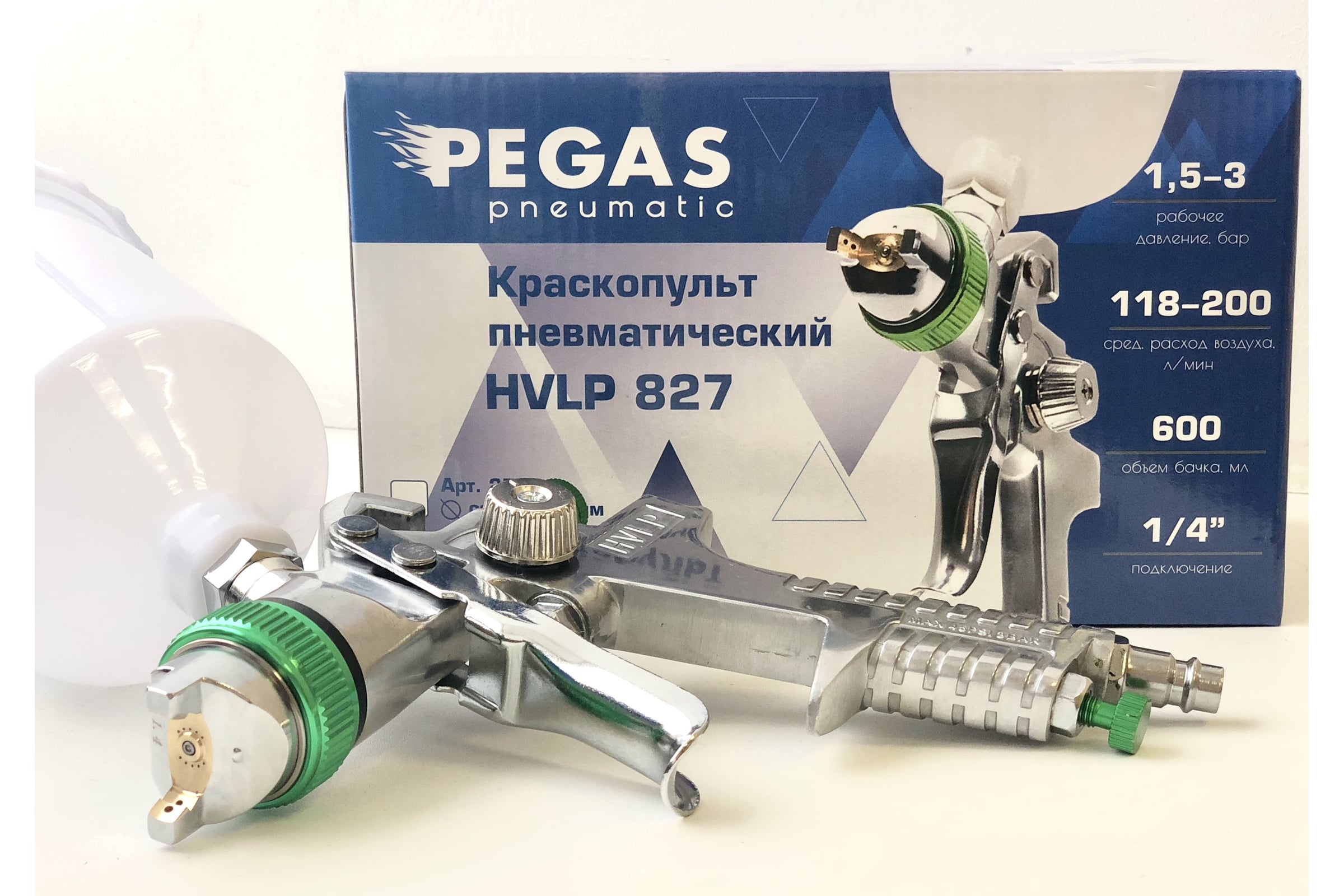 Краскопульт Pegas pneumatic HVLP827 сопло 1.7 мм 2713 — фото 3