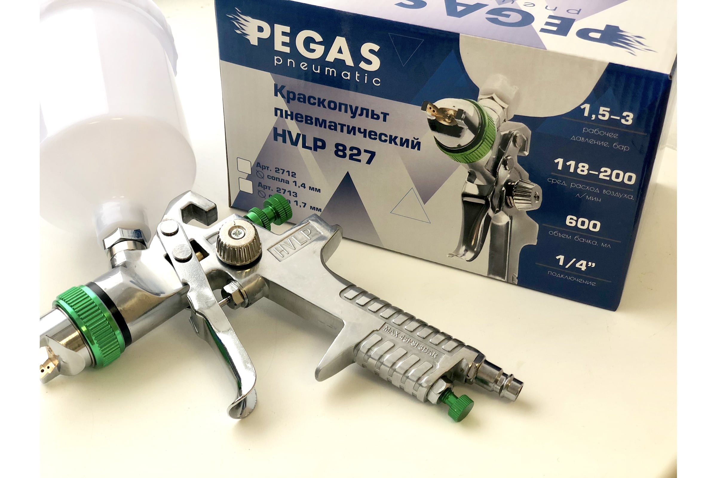 Краскопульт Pegas pneumatic HVLP827 сопло 1.4 мм 2712 — фото 3