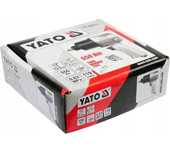 Пневмогайковерт YATO 1/2" ударный 550Нм 0,63 MPa YT-09511 370309511 092 1