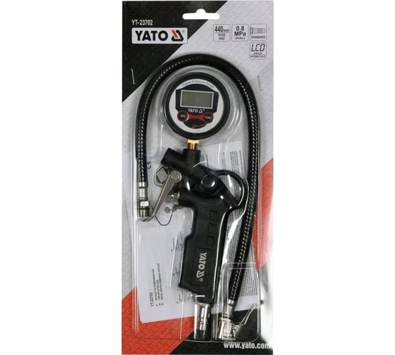 Пистолет для накачивания колес YATO цифровой манометр 0-15 Bar 0,2-0,4MPa 440mm YT-23702 371523702 092 1