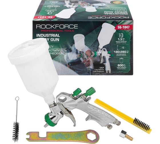 Краскораспылитель пневматический Rockforce с верхним пластиковым бачком 600 мл RF-SG-1047(61586)