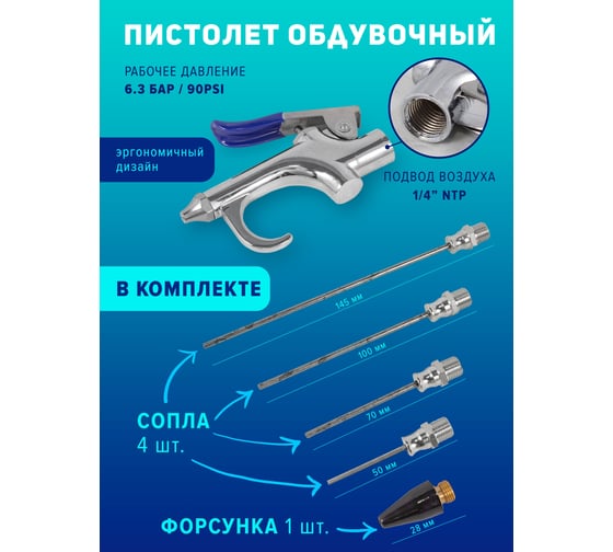 Обдувочный пистолет с комплектом сопел Forsage 6пр F-R8204-3(50333)