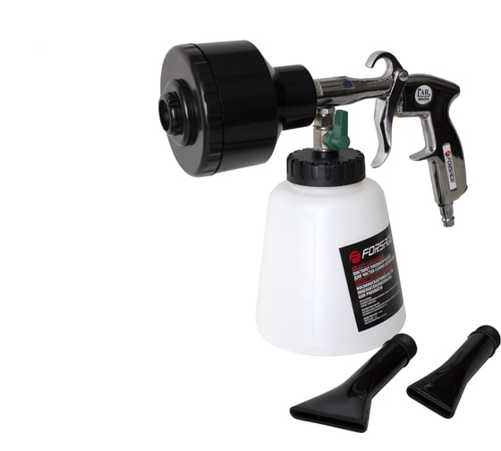 Пистолет пневматический Forsage Tornado'' с насадкой-пеногенератором и 2-я насадками для труднодоступных мест, емкость 1 л, 6 bar, расход воздуха 120л/мин F-203811A(48812)