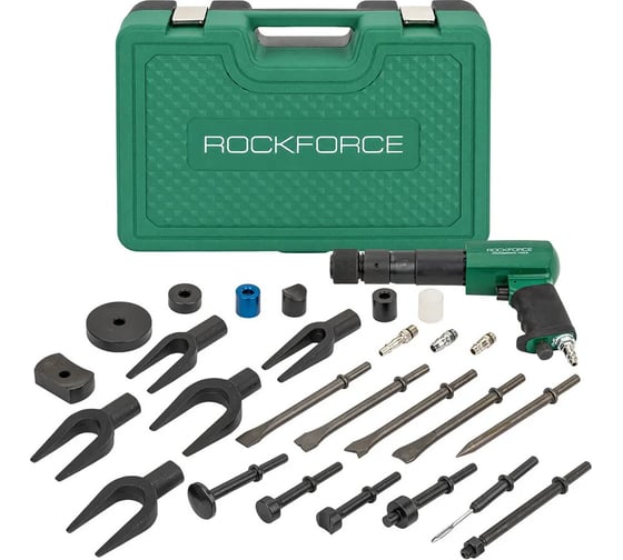 Зубило пневматическое Rockforce RT-3501K с комплектом насадок 25 предметов 1/4 RF-KT-6071D(67333)