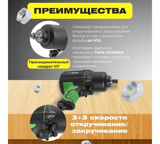 Пневмогайковерт ECO AIW-1500S