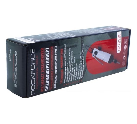 Прямой пневмошуруповерт Rockforce 1/4'', L-180 мм, штуцер 1/4" RF-RP7222L(50365)