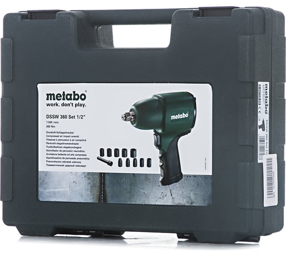 Пневмогайковерт Metabo DSSW 360 Set 1/2"+10 головок 604118500