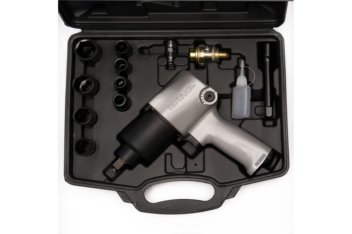 Пневматический гайковерт Rossvik 1/2", 700 Hм, с набором головок RT ...