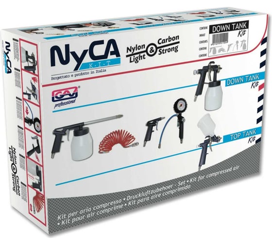 Набор пневмоинструмента GAV NYCA/4 из нейлон-карбона, 5 предметов, бс. 8080600 1