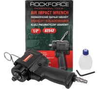 Ударный пневмогайковерт Rockforce Compact с реверсом и регулировкой усилия 1/2'' 600Hм, 8500 об/мин,6.3bar,113 л/мин,1.45кг RF-82542(11712)