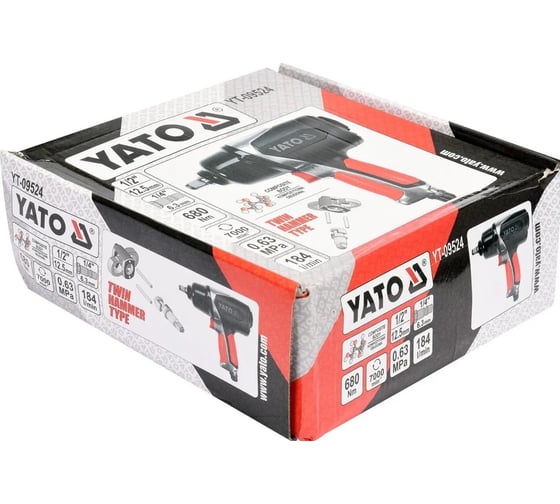 Пневматический гайковерт YATO 1/2", 680 Нм YT-09524