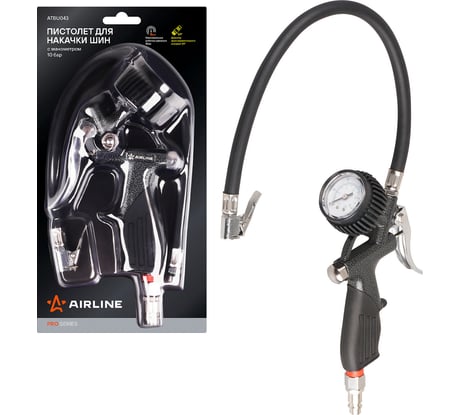 Пистолет для накачки шин Airline с манометром 10 АТМ PRO ATBU043