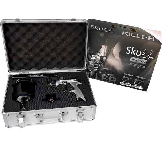 Краскопульт Radex skull killer spray gun серебристый, с манометром в кейсе hvlp дюза 1.3 11113
