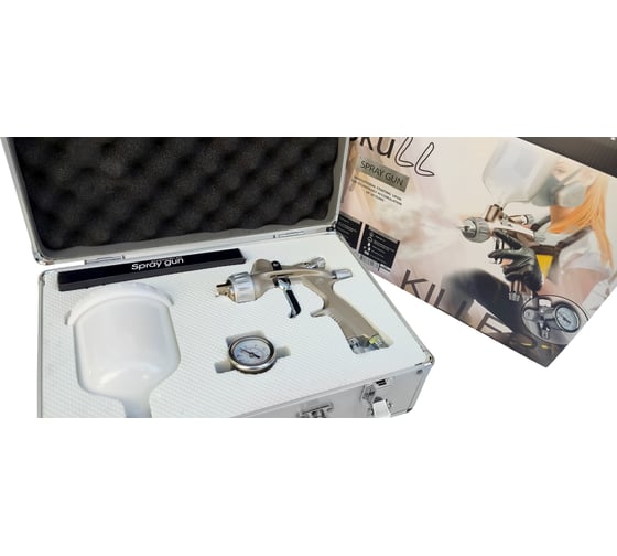 Краскопульт Radex skull killer spray gun с манометром, в кейсе hvlp дюза 1.3 золото 12113