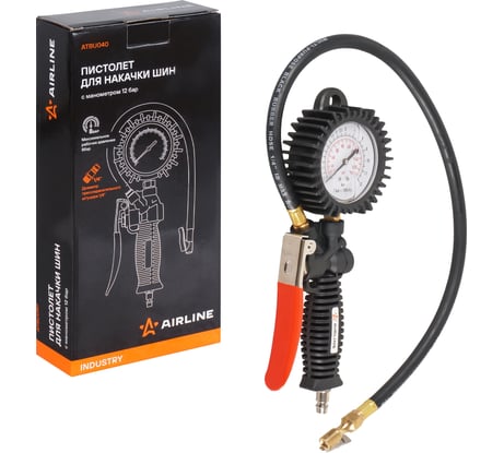 Пистолет для накачки шин с манометром Airline 12 АТМ INDUSTRY ATBU040