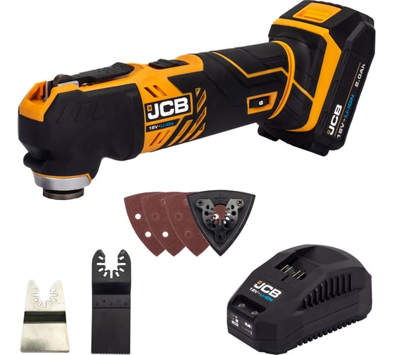 Многофункциональный инструмент JCB (-18MT-B-E) 18 V, 5000-15000 об/мин, ЗУ (-18VFC-E)2.4 A, аккум. батарея (-20LI-E) 2.0AH -18MT-2XB-E(57233) JCB-18MT-2XB-E(57233)