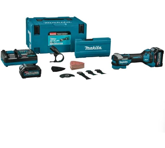 Инструмент многофункциональный аккумуляторный Makita XGT BL 40В XPT AVT STARLOCK, 10000-20000 об/мин, 3,6, 12 положений пильного полотна, подсветка, 2х2,5Ач, З/У TM001GD201 1