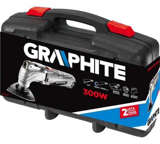 Многофункциональный инструмент GRAPHITE 300Вт, 6 насадок, кейс 59G021