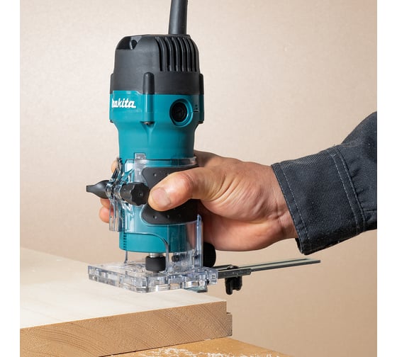 Кромочный фрезер Makita 530 Вт, 32000 об\мин, цанга 6 мм, плавный пуск, антирестарт,1.5 кг, кор. 3711