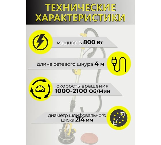 Угловая шлифовальная машина WMC TOOLS 800 Вт, 1000-2100 об/мин, диаметр диска 214 мм WMC-S1M-DH04-230A(52626)