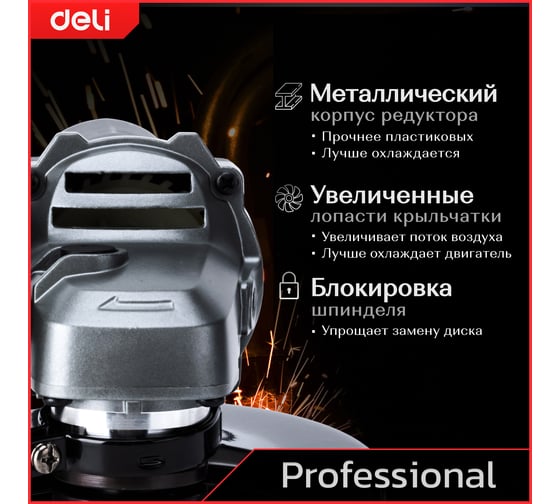 Профессиональная угловая шлифмашина болгарка DELI DE-JM115-1E 134514