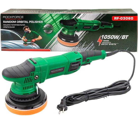 Полировальная машина электрическая эксцентриковая Rockforce 1050W RF-03060/1400-4800об/(48767)