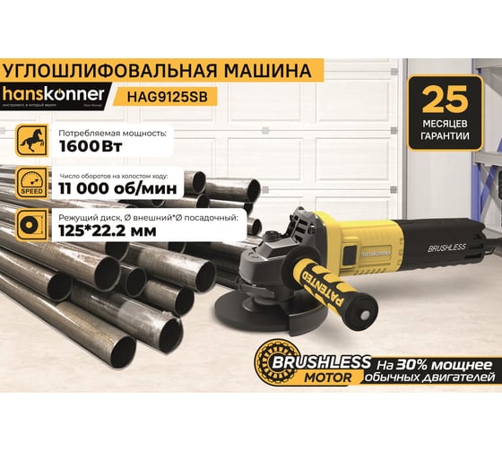 Болгарка Hanskonner УШМ HAG9125SB