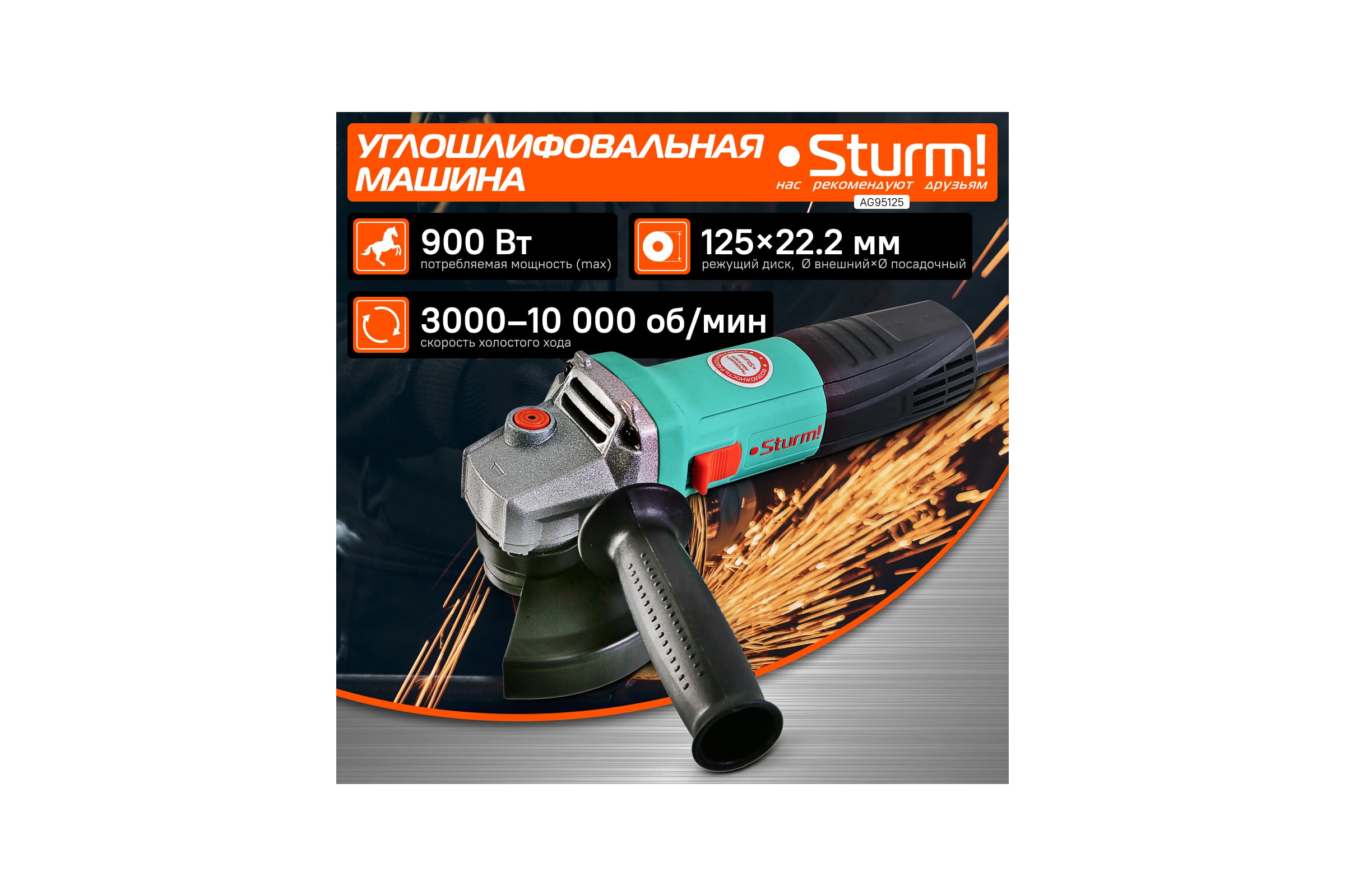 Болгарка (УШМ) Sturm AG95125 — фото 3