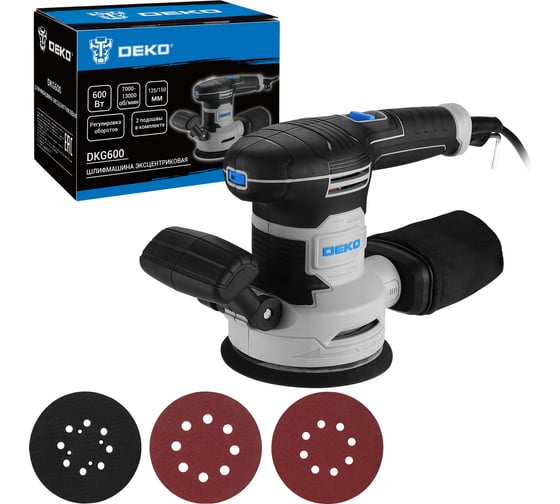 Шлифмашина эксцентриковая сетевая DEKO DKG600, 600 Вт, 125/150 мм 084-1059